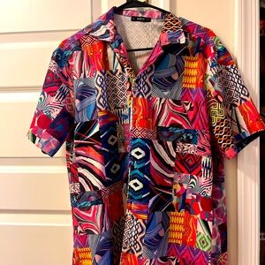 SHEIN Men's Large Multicolor Patterned Shirt / Size L / Psychedelic, Trippy Top